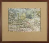 Marek Ałaszewski, Pejzaż leśny, akwarela, papier
