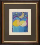 Bogna Czechowska, Dwoje dzieci z księżycem, 1997, gwasz, pastel olejny, ołówek, papier