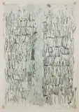 Aleksander Kobzdej, Feld 5, 16 VII 1966, gwasz, ołówek, papier naklejony na karton