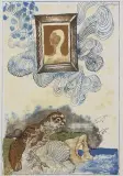 Kompozycja z ptakami i portretem by Jan Lebensztejn, litografia barwna, papier, sold Mar 2007