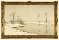 Willy Franz Wirth, Pejzaż zimowy z Nadrenii, ok. 1930, olej, płótno