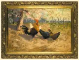 Kogut i kury by Stanisław Bohusz-Siestrzeńcewicz, olej, tektura naklejona na sklejkę, sold Mar 2007