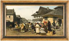Wladislaw Szerner, Targ w miasteczku pod Krakowem, 1908, olej, płótno