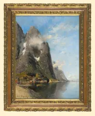 Adolf Gustav Schweitzer, Nad fiordem, olej, deska