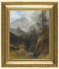 Wilhelm Bröker, Zamek w górach, olej, płótno