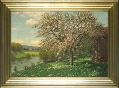 Kwitnący sad by Fritz Müller-Landeck, olej, płyta, sold Mar 2007