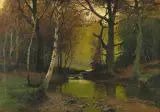 Konrad Müller-Kurzwelly, Strumień w lesie, olej, płótno
