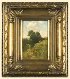 Pejzaż letni by Roman Kochanowski, olej, tektura, sold Mar 2007