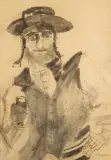Abraham Neuman, Toast. „Lehaim !”, 1926-1927, tusz pióro, pędzel, papier
