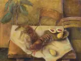 Jankel Adler, MARTWA NATURA Z LANGUSTAMI, 1929-1930, olej, sklejka