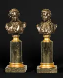 Eugen Bőrmel, Beethoven i Mozart, 1893, patinated bronze, stone base