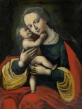 MADONNA Z DZIECIĄTKIEM by Nieokr. mal. polski z Xix w., olej, płótno, offered Mar 2007