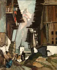 Theodor Gipp, Wieś tyrolska, olej, płótno