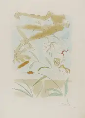 Salvador Dalí, Dąb i trzcina, 1974, sucha igła, szablon, papier