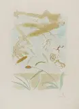 Dąb i trzcina by Salvador Dalí, 1974, sucha igła, szablon, papier, sold Feb 2007