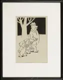 Henryk Derwich, Na spacerze z wnukami, 1982, tusz pióro, pędzel, ołówek, karton