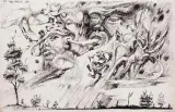 Chmury, IV 1942 by Bronisław Wojciech Linke, tusz pióro, karton kremowy, sold Feb 2007