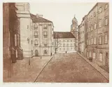 Andrzej Tadeusz Kotkowski, Warszawa – Stare Miasto – Ul. Świętoj, akwaforta, akwatinta sepiowa, papier