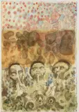 Trzej trębacze by Jan Lebensztejn, litografia barwna, papier, sold Feb 2007