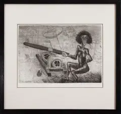 Jerzy Piotrowicz, Kierat, 1981, akwaforta, sucha igła, papier