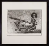 Jerzy Piotrowicz, Kierat, 1981, akwaforta, sucha igła, papier