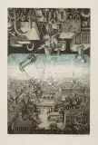 Miasto by Krzysztof Wieczorek, 1979, akwaforta, akwatinta barwna, papier kremowy, sold Feb 2007