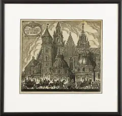 Witold Chomicz, Wjazd królewski na Wawel, przed 1939, drzeworyt, papier kremowy