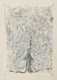 Aleksander Kobzdej, Kompozycja ze strzałką (Feld 8), 1966, gwasz, ołówek, papier naklejony na karton