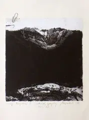 Andrzej Pietsch, Mały krajobraz, 1981, akwaforta, odprysk na tincie, papier kremowy