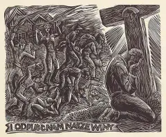 Krystyna Wróblewska, Ilustracja do Ojcze Nasz, 1950, drzeworyt, papier