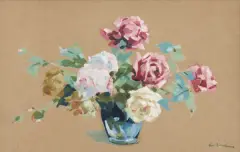 RÓŻE by Erno Erb, gwasz, kredka, papier (Ingres), sold Dec 2006