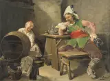 Georges Appert, ŻOŁNIERZ I SZYNKARECZKA, olej, płótno