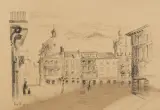 Monogramista R o M, RYNEK WE LWOWIE, 1944, kredka czarna, papier