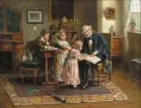 Constant Freiher Byon, LEKCJA CZYTANIA, 1913, olej, płótno