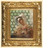 DZIEWCZYNA Z KWIATAMI by Zachodnioeuropejski Malarz, olej, płótno, sold Dec 2006