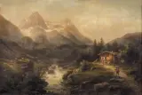 August Heinrich, PEJZAŻ Z TYROLU, olej, płótno