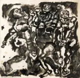 Eugeniusz Markowski, WALKA, tusz pędzel, gwasz biały, papier
