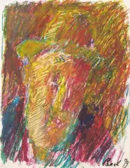 Jerzy Panek, AUTOPORTRET W KAPELUSZU, 1999, pastel, papier