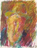 Jerzy Panek, AUTOPORTRET W KAPELUSZU, 1999, pastel, papier