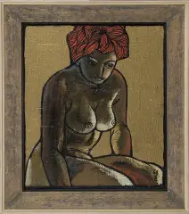 Benon Liberski, Akt siedzący, 1968, olej, płótno