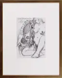 Śmierć łapie mendy w XVI wieku by Franciszek Starowieyski, 1995, kredka czarna, rozcieranie, papier żeberkowy, sold Dec 2006