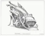 Spychoskoczek, z serii Maszyny Budowlane by Jacek Yerka, 2006, ołówek, karton, sold Dec 2006