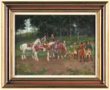 Emanuel Bachrach-Barée, PRZED POLOWANIEM, olej, sklejka
