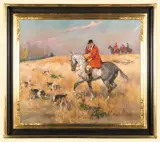 NA POLOWANIU Z OGARAMI by Wojciech Kossak, 1933, olej, płótno, sold Dec 2006