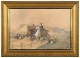 Artur Grottger, PRZEJAŻDŻKA, ok. 1856, akwarela, gwasz, papier