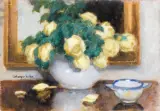 ŻÓŁTE RÓŻE by Alfons Karpiński, lata 30. XX w., olej, tektura, sold Dec 2006
