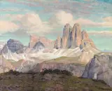 Karl Pferschy, DOLOMITY, ok. 1920, olej, płótno