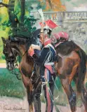 UŁAN PRZY KONIU by Wojciech Kossak, 1917, olej, płótno, sold Dec 2006