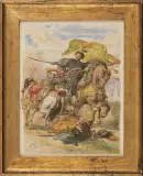 Jan Matejko, SOBIESKI ZDOBYWA CHORĄGIEW, 1880, akwarela, papier