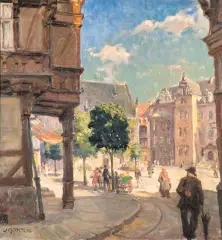 Walter Gemm, PLAC W HALBERSTADT, 1926, olej, płótno
